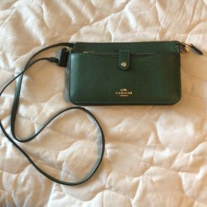 Coach Noa Pop Up Messenger in Hunter Green/Gold